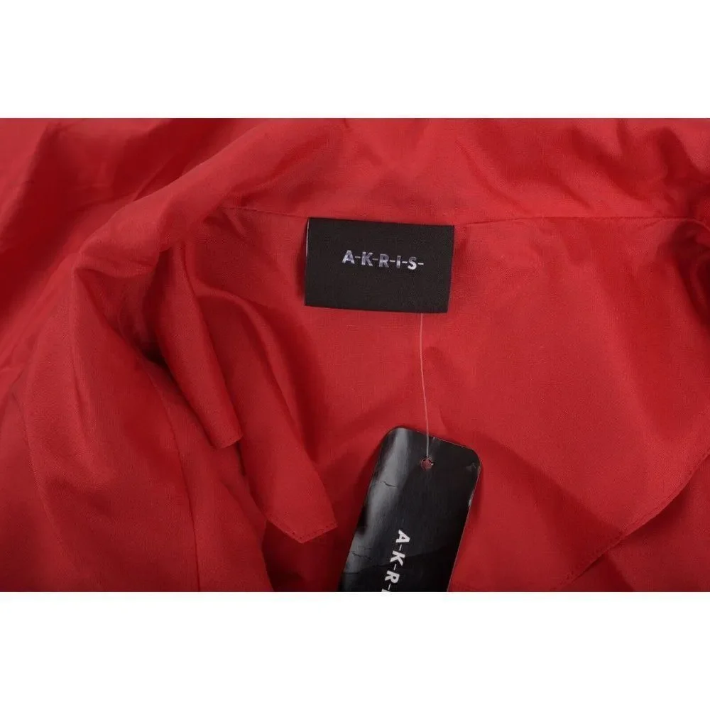 AKRIS Womans Veronique Red Silk Jacket Blouson Taffeta Size 4 Hooded NWT $2590